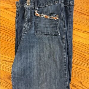 Cruel Girl Bareback Wide Leg Jeans with Aztec Embroidery